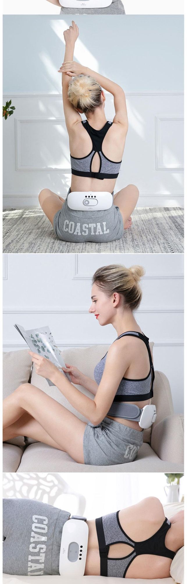 Electric Dual Kneading Low Back Air Pressure Home Massage Belt Product EMS Pulse Waist Massager