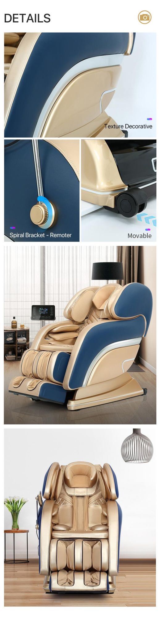 Multifunctional Modern Best L Shape Home Furniture Massage Chair