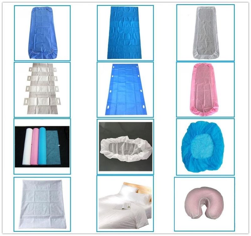 Water Resistant Hospital One Time Use Medical Bed Sheets and Cover Sheets Disposable Blue Sheet Non-Woven Mat Cover SMS Disposable Coating for Mattress