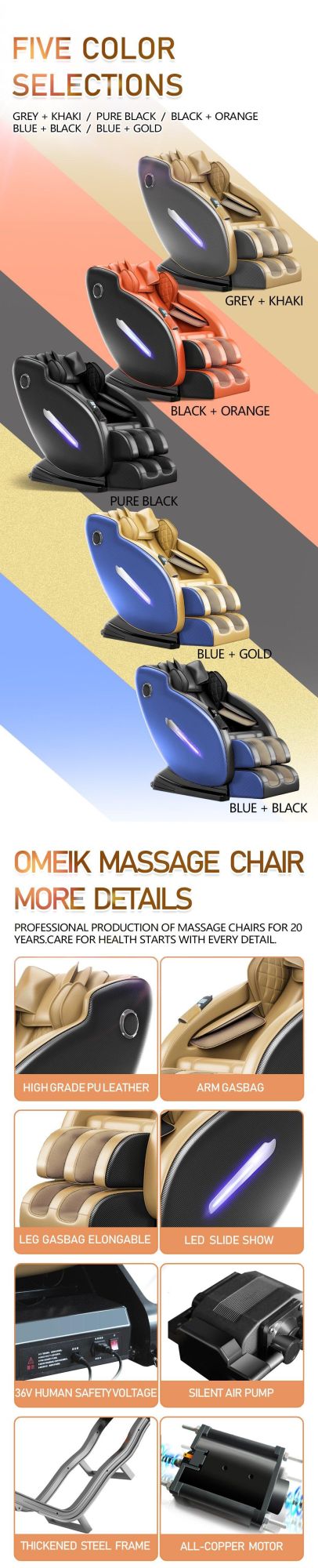 China Luxury Intelligent L Track Full Body Zero Gravity 4D Massage Chair for Sale