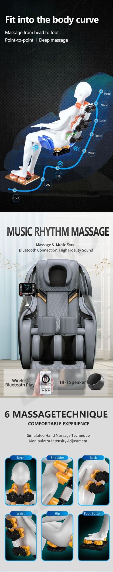 Wholesale OEM Intelligent Scanning System Program 4D Full Body Zero Gravity Shiatsu Adjustable Electric Massage Chair