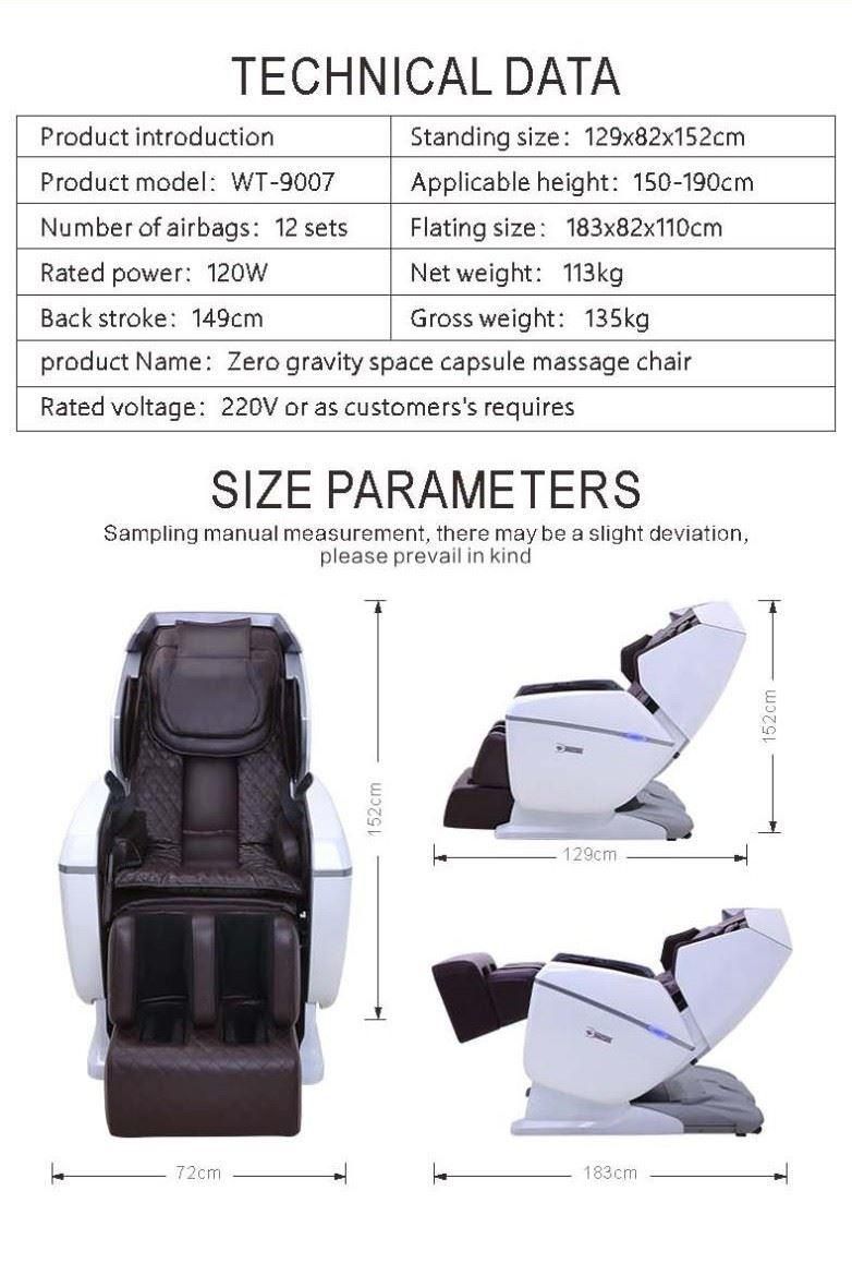 3D SL-Shaped Zero Gravity Luxury Multi-Function Massage Chair