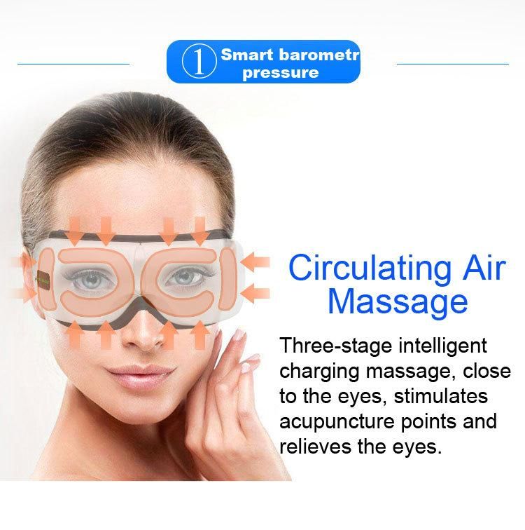High Frequency Vibrating Warm Heated Air Pressure Wireless Vibrative Eye Massager with Music
