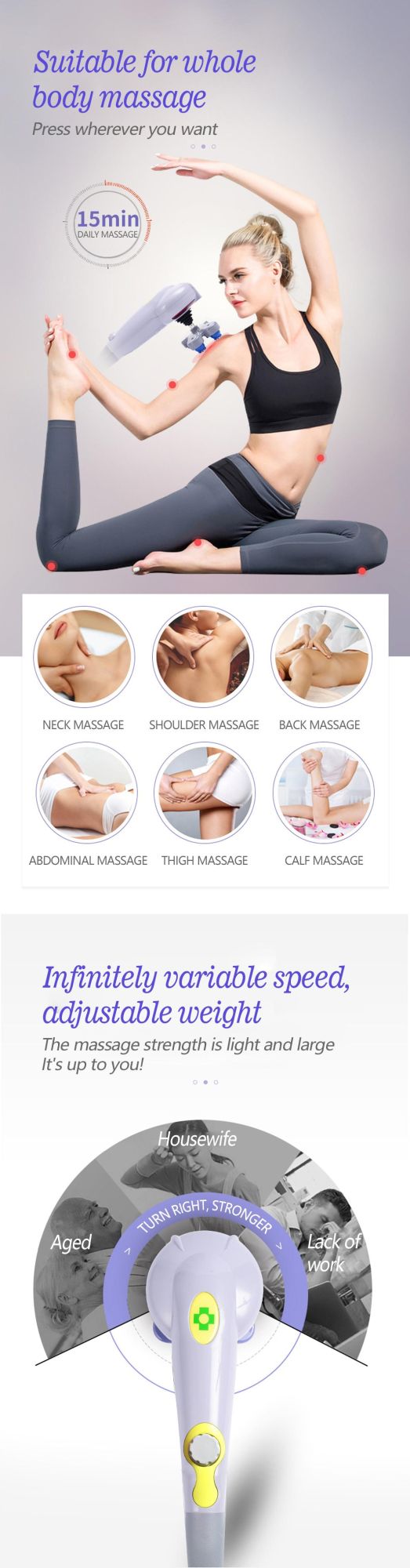 High Quality Body Care Vibrating Cordless Handheld Massager