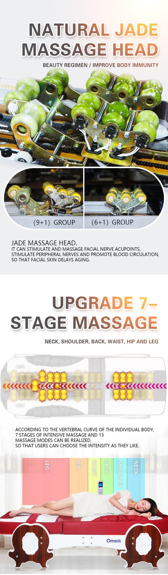 3D Luxury Japan Thermal Jade Roller Massage Bed