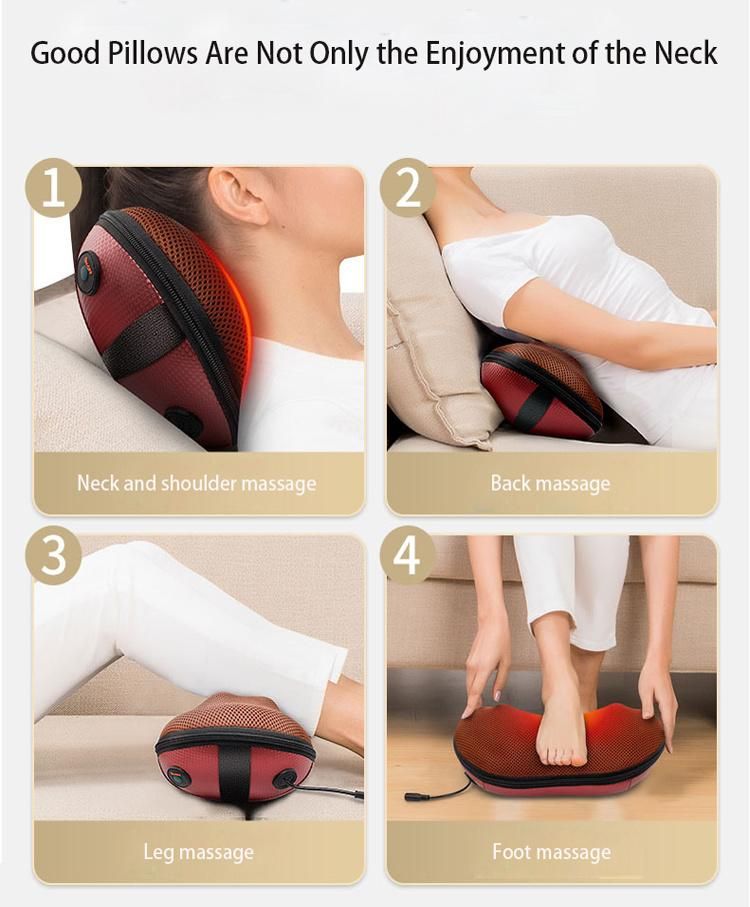 Electric Heated Head Massage Pillow Shiatsu Massager Pillow Car Pillow