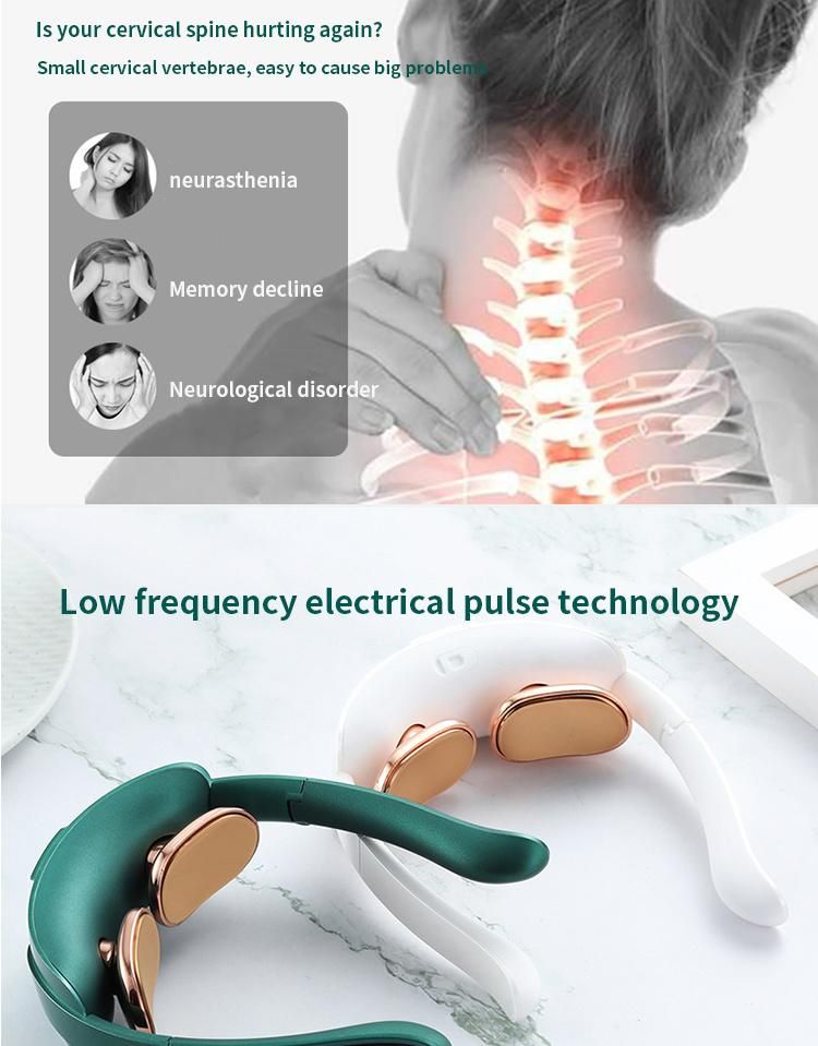 Neck Massager Electric Pulse for Pain Relief, Intelligent Neck Massage with Heat, 5 Modes 15 Levels Cordless Deep Tissue Trigge