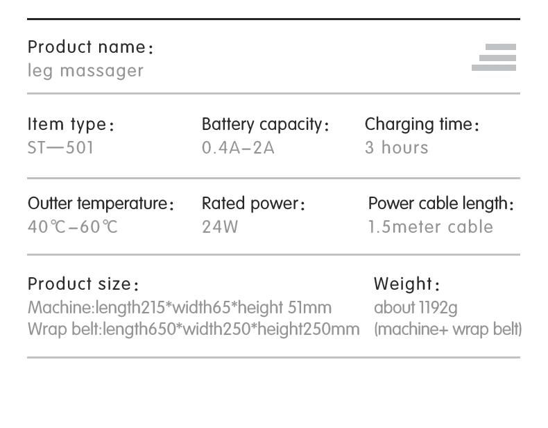 Hot Selling Air Pressure Leg Massager for Calf and Feet Massager Healthcare Massager Equipment for OEM