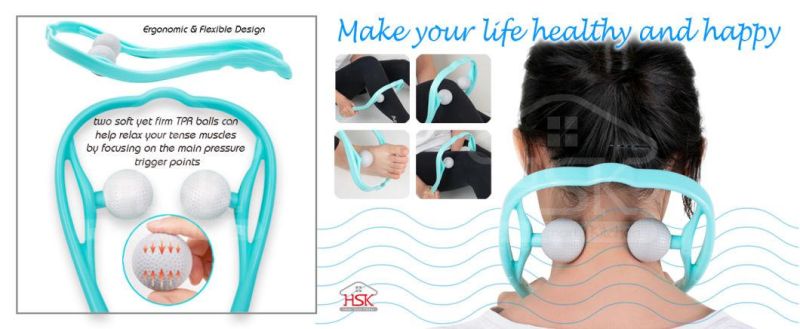 Deep Tissue Dual Trigger Point Shoulder Massager, Neck Massager, Ergonomic Handle Design, Lightweight & Portable. Neck and Shoulder Massage Tools-C Ot-M010