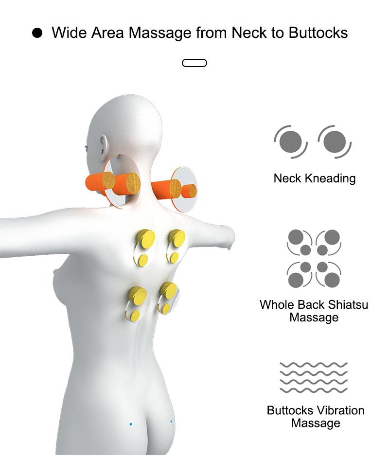 Shiatsu Rolling Kneading Vibrating Massage Cushion for Neck Shoulders Back Waist and Buttocks