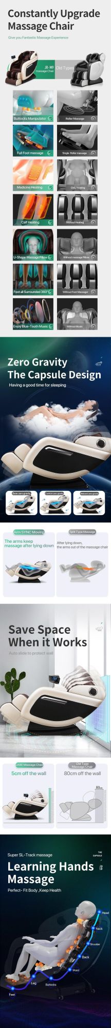 3D Zero Gravity Full Body Bluetooth Music Heating Massage Chair