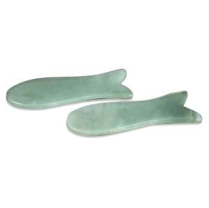 Natural Jade Guasha Scraper with Fish Shape in Small Size