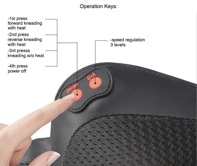 OEM Ortable Shiatsu Body Massager Head Back Neck Rolling Car and Home Kneading Massage Pillow