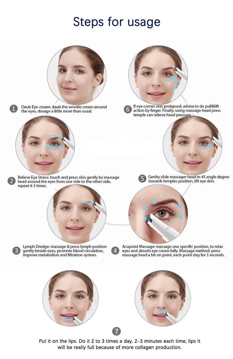 Wholesale Cordless Eye Massager Vibration Beauty Pen Smart Portable Electric Vibrator Eye Massager for Homeuse