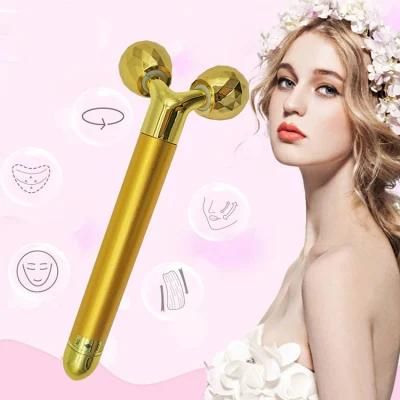 Best Gift 24K Gold T Shape Face Lifting Massage Roller 3D electric Skin Tighten Roller