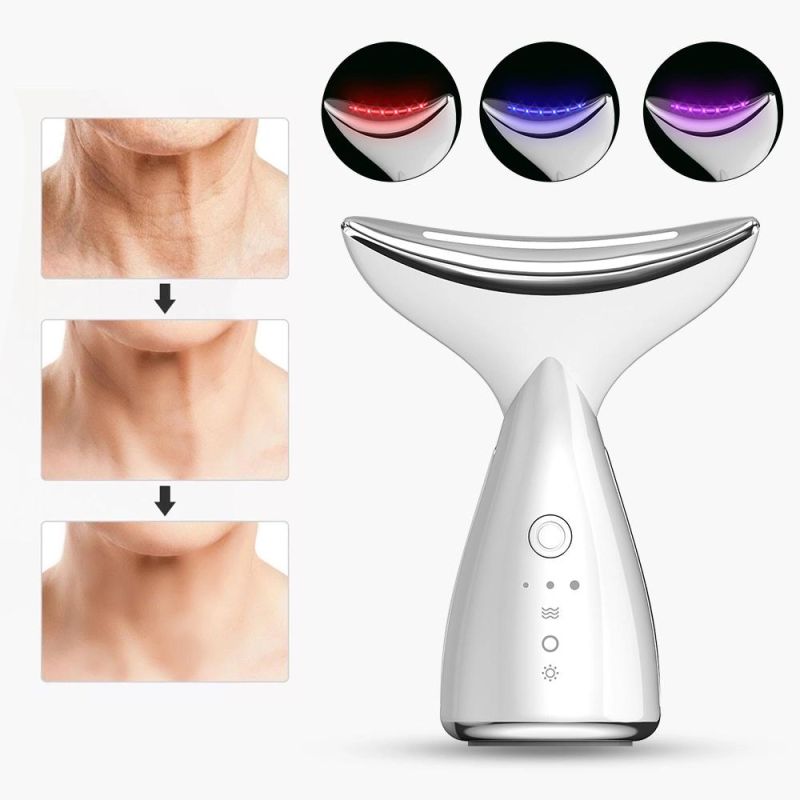 2022 New Arrival Facial Massager LED Therapy EMS Massage High Frequency Vibration Neck Lift Face Massager