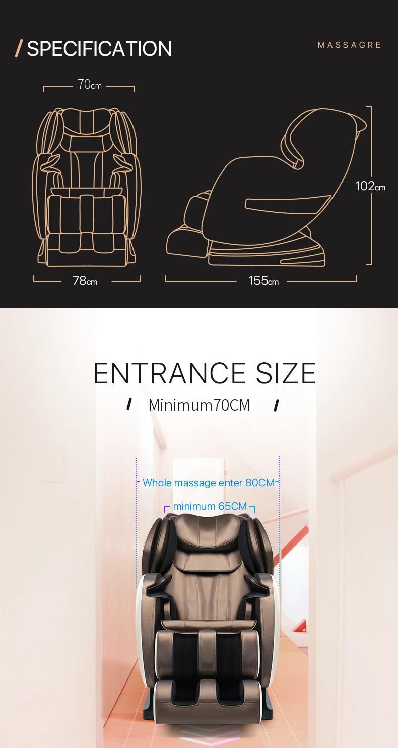 China Excellent Modern Design L Shape Curve Rail Music Massage Chair