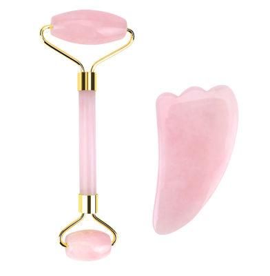 Wholesale Private Label Gua Sha Set Crystal Beauty Pink Stone Natural Rose Quartz Facial Massage Face Jade Roller