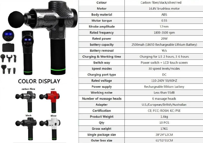 Custom 30 Speed Massage Gun Dropshipping with LCD Screen Massager Vibration / Fascial Muscle Massage Gun