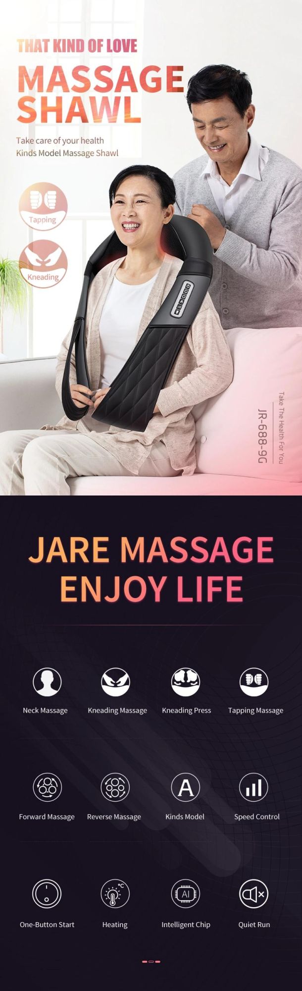 4D Neck Massager Kneading Shoulder Massager with Heating Massage Shawl
