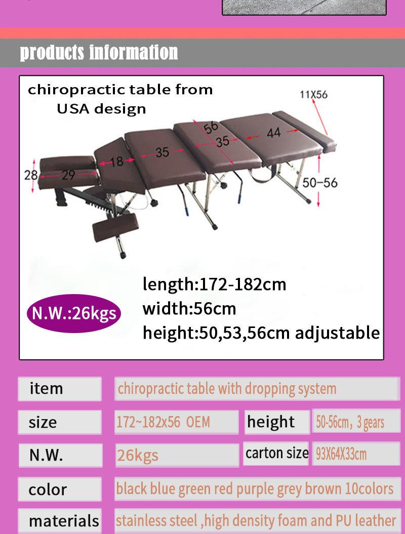Portable Stainless Steel Droo Chiropractic Table Chiropractic Equipment Mtl-012