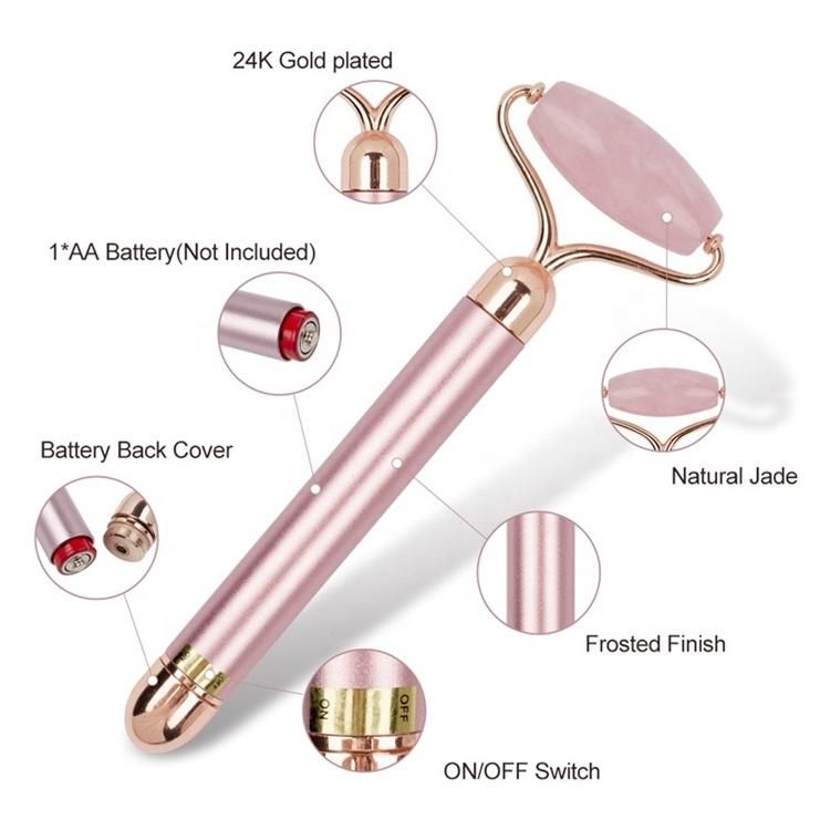 2021 Hot Selling Electric Jade Massage V Face Artifact 3 in 1 Golden Rod Beauty Massager Jade Roller Face Massage Jade