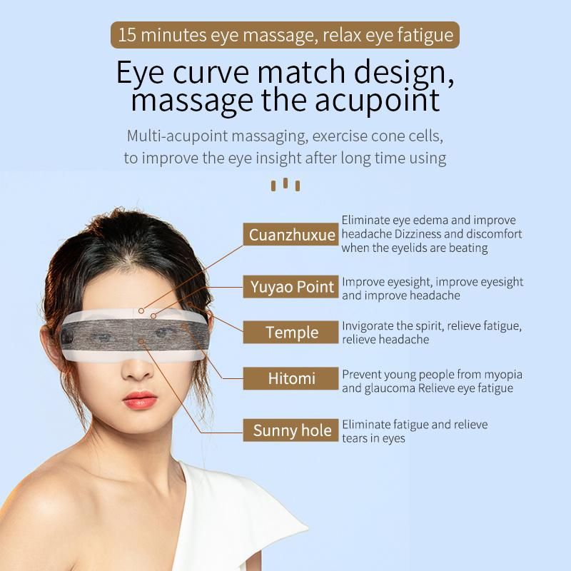 Smart Music Air Pressurerechargeable Wireless Vibrating Eye Massager Eye Training Foldable Massager with Heat Compression