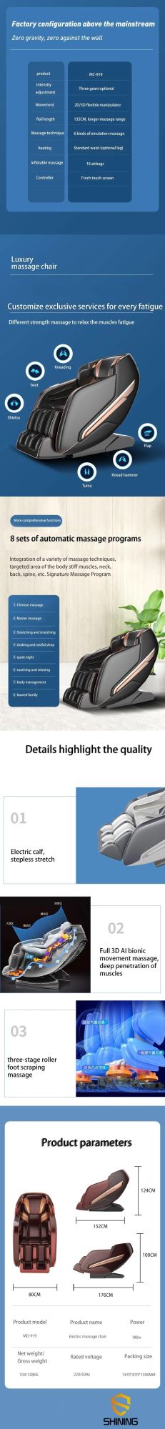 Xiamen Comfort 3D Shiatsu Massage Chair Full Body