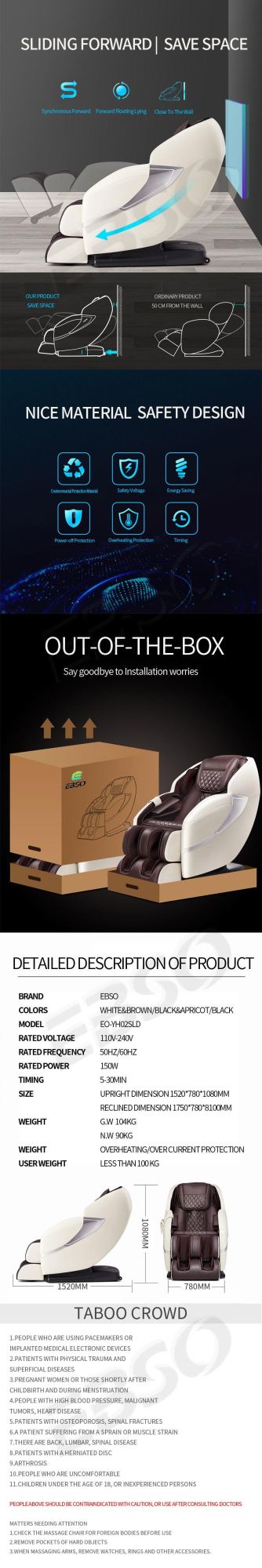 Superior Quality Manufacturing PU Leather Office Luxury Zero Gravity Massage Chair