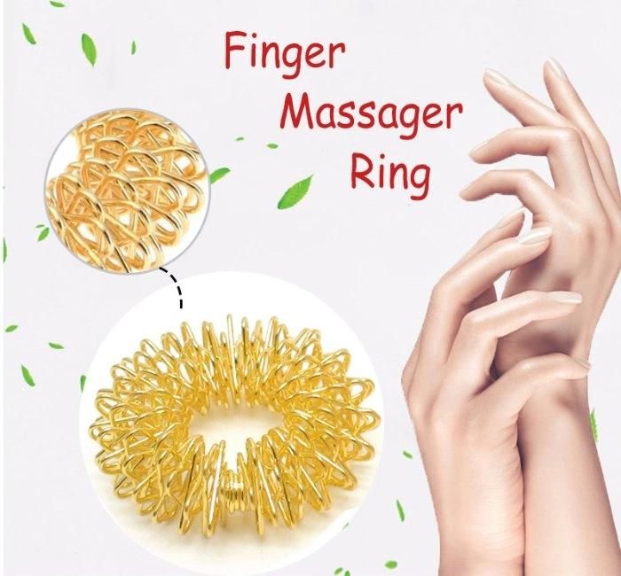 Gold Plated Acupressure Massage Rings Finger Massager