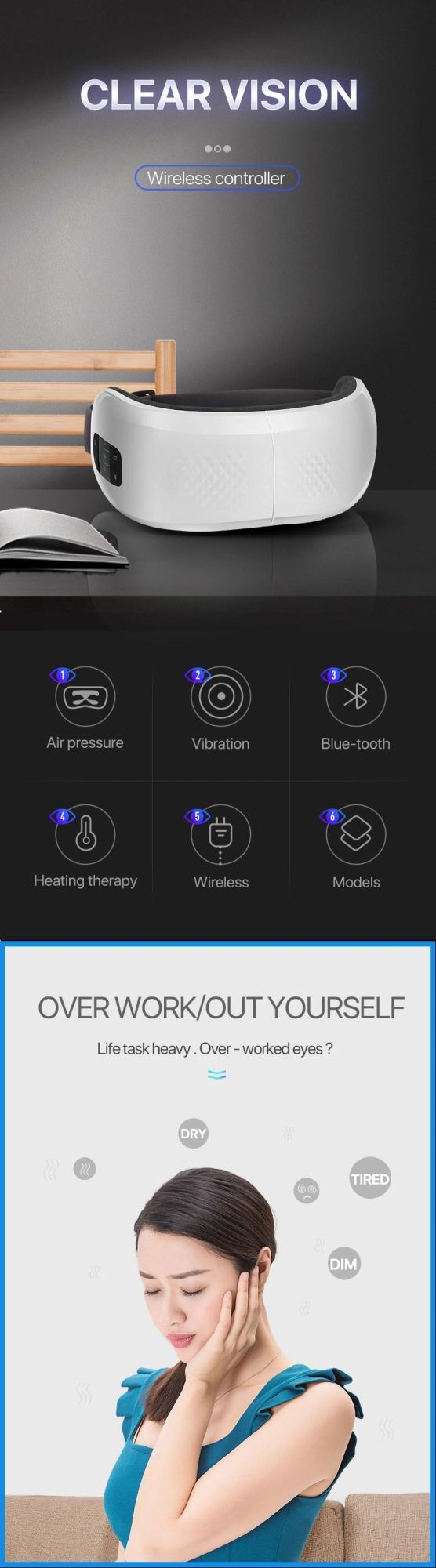 Massage with Warm Music Heating Bluetooth 2019 Anti Wrinkles Electric Mini Vibrator Treatment Magic Heated Eye Massager