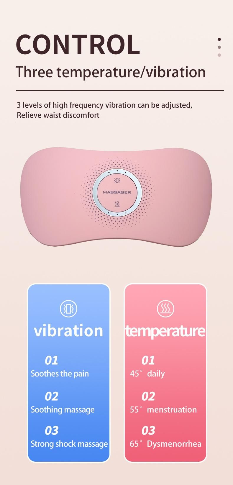 Menstrual Pain Relief Heating Pad with Vibration and Heat