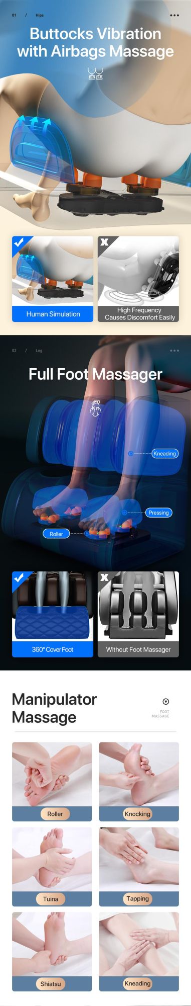 Jare S1 Cheap Price High Quality Massage Machine for Home and Office Portable Recliner Shiatsu Foot Massage Chair