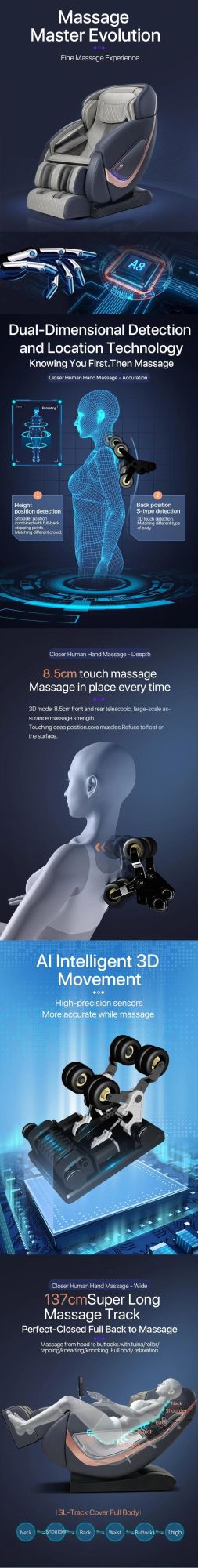 Best New Korea SL Track Massage Chair Electric Full Body Shiatsu Recliner