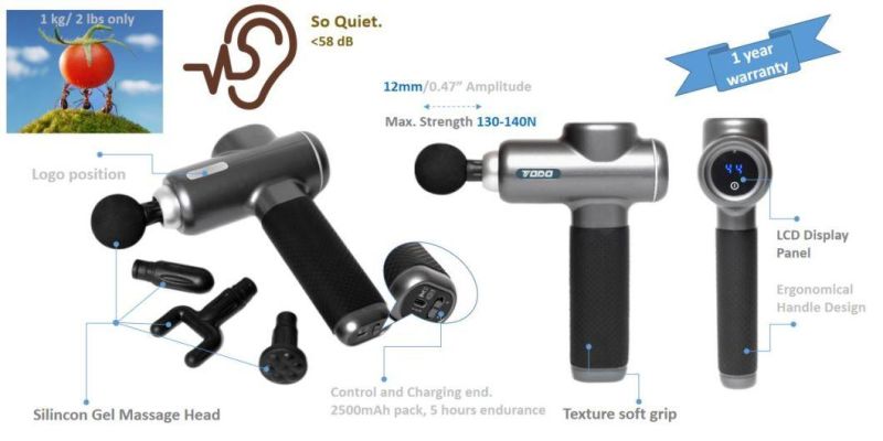 Low Noise Handheld Massager Deep Muscle Tissue Percussion