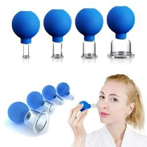 Amazon Hot Sell 4 Pieces Glass Facial Cupping Set, Vacuum Suction Cupping Cups for Face Skin Beauty