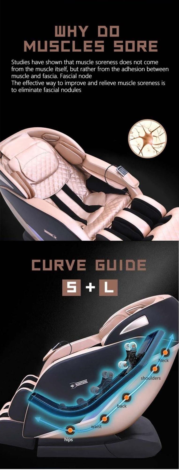 Wantong Luxury 4D Zero Gravity Shiatsu Roller Full Body Massage Chair