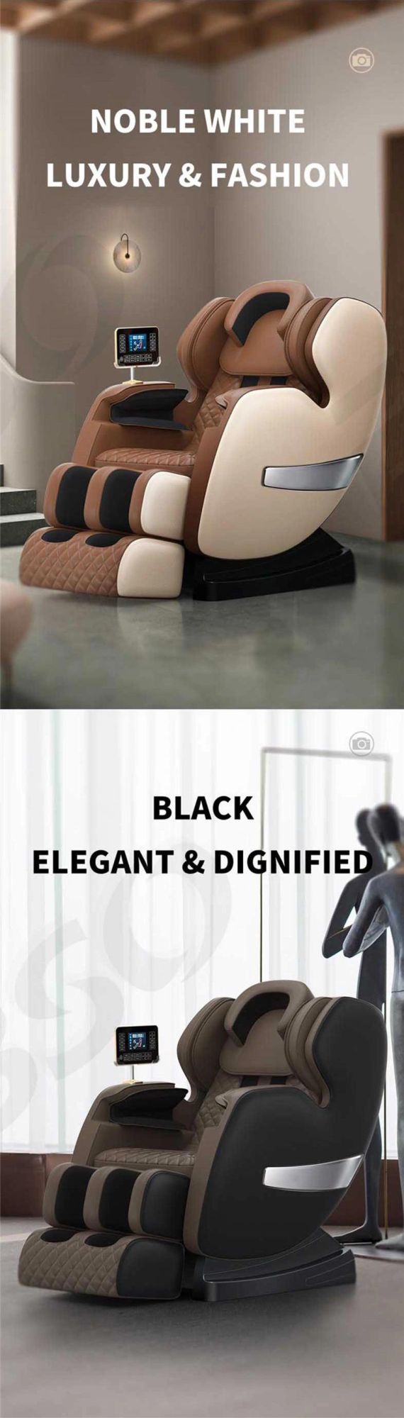 Wholesale Big LCD Touch Screen Calf Warm Airbags Zero Gravity Massage Chair with Jade Massage
