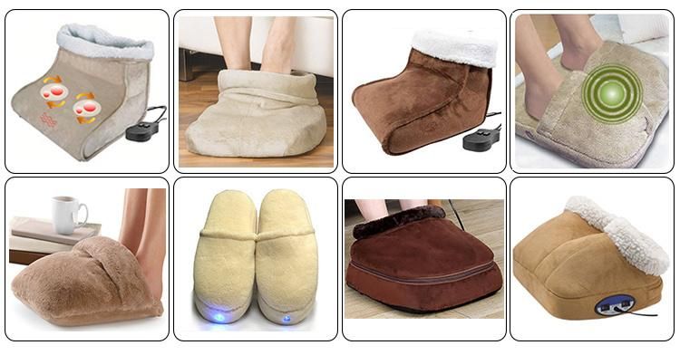 Plush Fabric Electric Shiatsu Feet Warm Massager Foot Kneading Roller Massage Boot with Heating