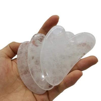 Hot Sale White Jade Crystal Guasha Board Heart Shaped Guasha Board