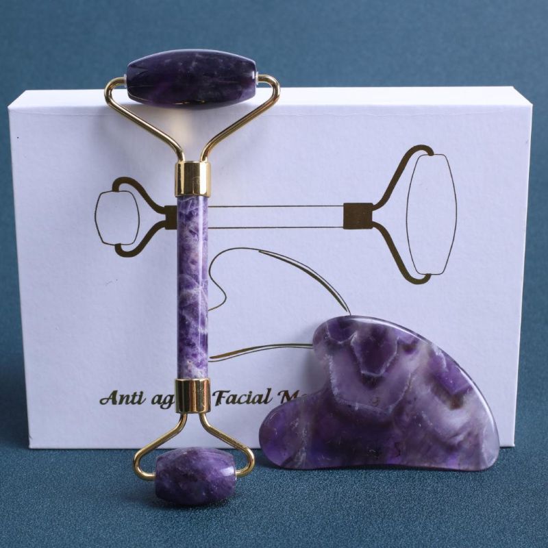 Natural Crystal Quartz Massager with Healing Stone for Facial Beauty