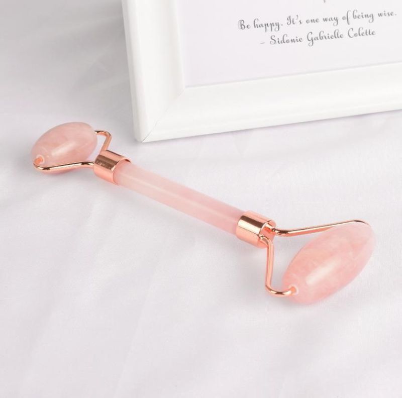 Handheld Massage Tool Rose Quartz Facial Massage Natural Pink Jade Roller