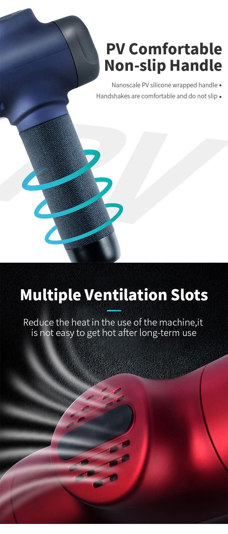 Non-Slip Massage Gun with 6 Heads and 6 Speed Setting