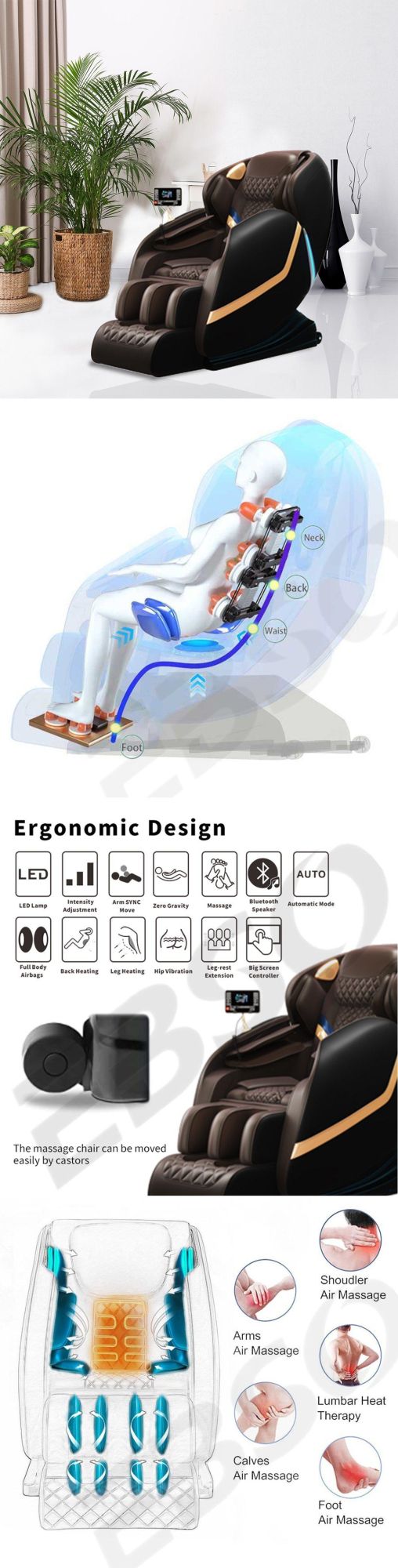 Electric Full Body Shiatsu Swing Armchair Portable Small Rocker Massage Chair