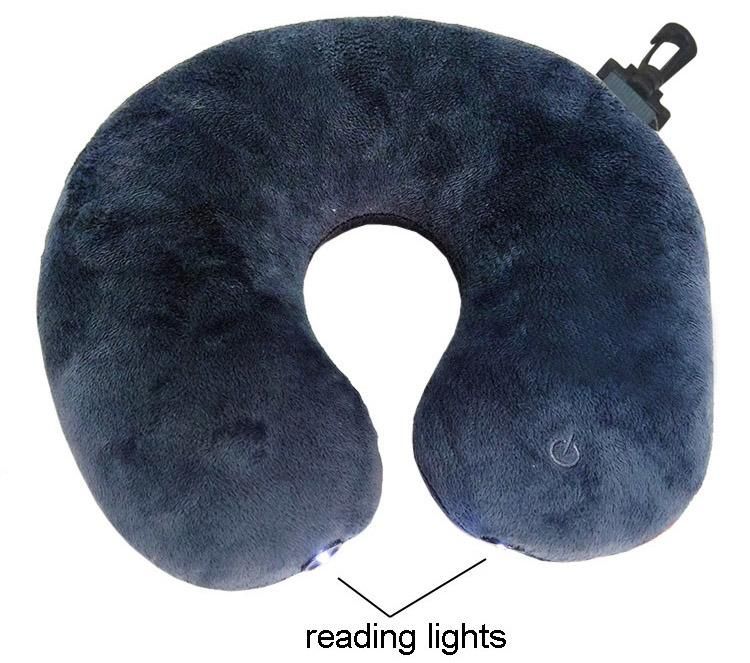 Custom Wholesale U Shape Memory Foam Travel Car Pillow Neck Electric LED Reading Lights Vibration Neck Massager