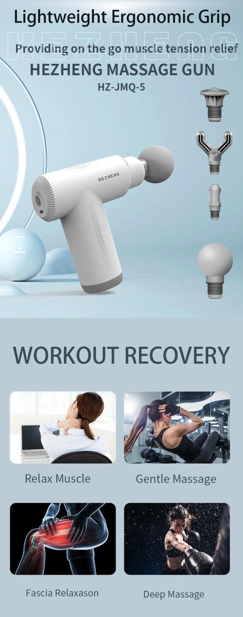 Hezheng Muscle Massage Gun Deep Tissue Percussion Muscle Massager Gun for Athletes Pain Relief Therapy and Relaxation