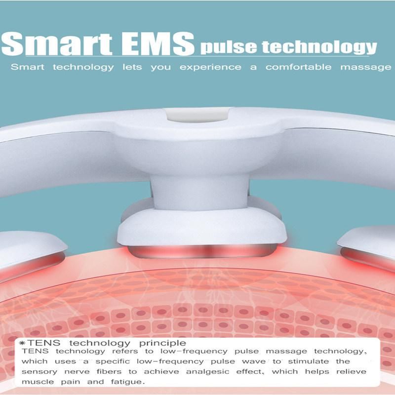 Rechargeable Magnetic EMS Neck Massager with Remote Control and 4 Heads