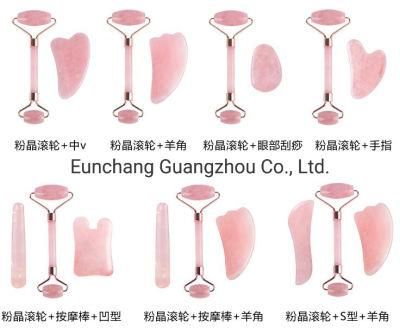 China Supplier Factory Rose Quartz Resin Roller Facial Massage Tolling