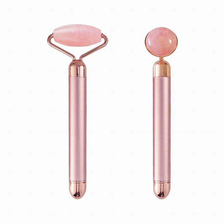 Upgrade 2 in 1 Beauty Anti-Aging Firming Skin Eye Facial Massager Vibrating Electric Jade Face Roller 24K Gold Beauty Bar