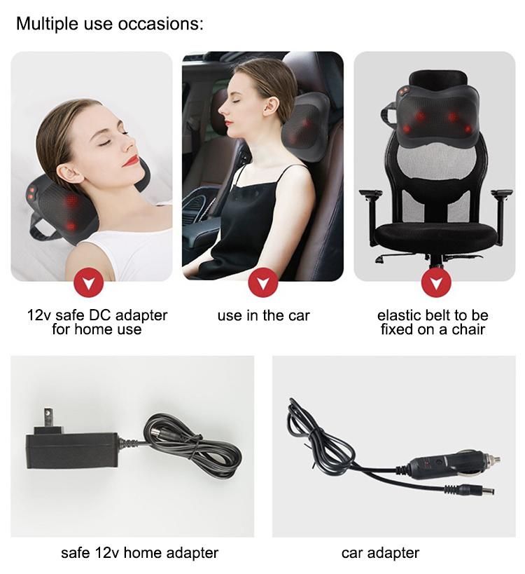 Car Home Use Portable Shiatsu Body Massager Head Back Neck Rolling Kneading Massage Pillow